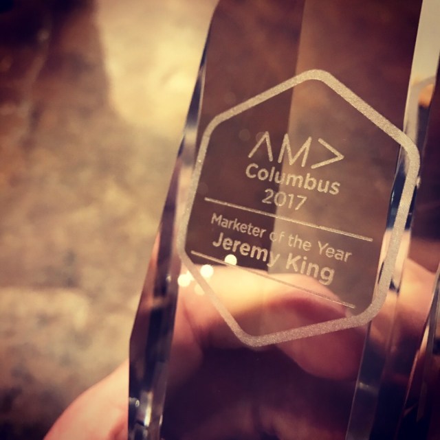 Marketer of the Year Award Jeremy King Columbus American Marketing Association